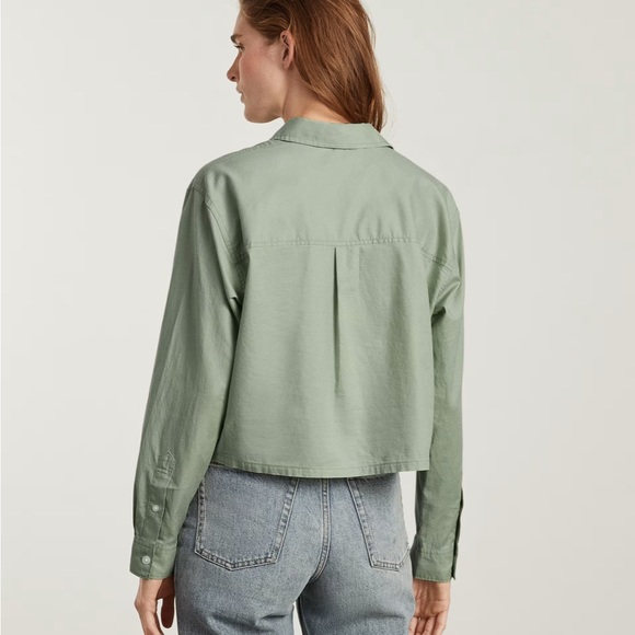 New Everlane The Silky Cotton Way Short Shirt in Laurel Green Size Medium - Picture 3 of 13